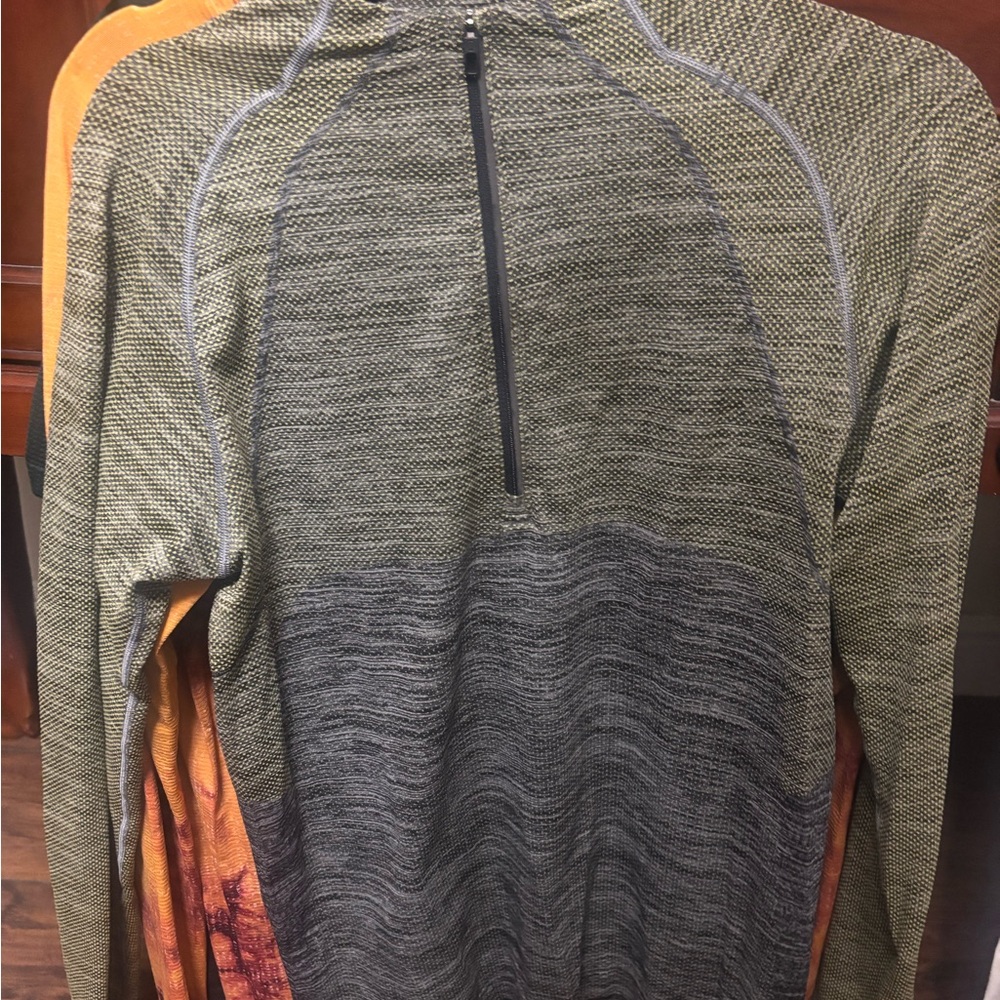 lululemon athletica Olive and Charcoal Zip-Up Sweater